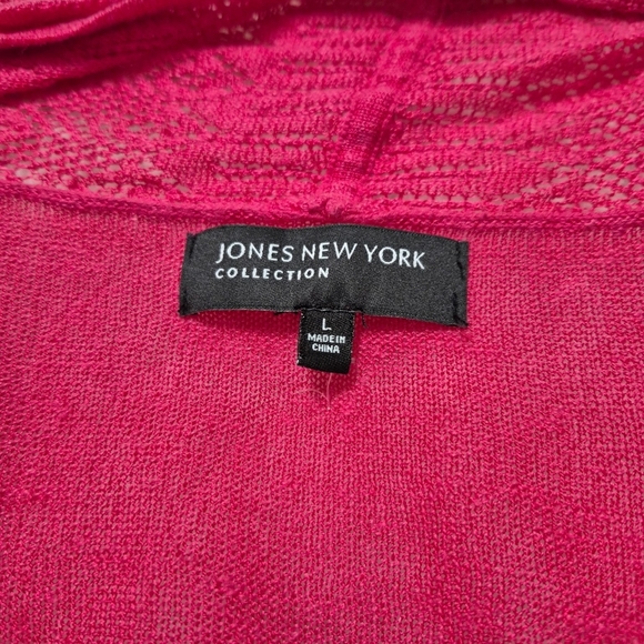 Jones New York Fuchsia Pink Open-Front Knit Cardigan - Picture 4 of 9